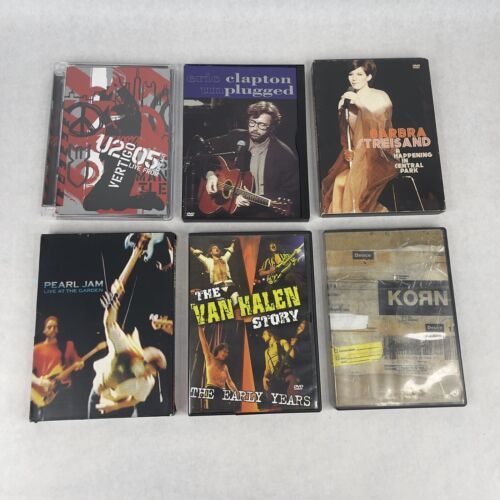 Lot Of 6 DVDs Various Concerts U2 Clapton Pearl Jam Van Halen Streisand Korn DVDs & Bluray Discs