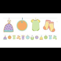 Baby Shower Autograph Garland Cutouts Clothespins Ribbon Write a Message - $4.25
