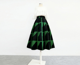 Women Vintage Inspired Red Black Midi Party Skirt Wool-blend Pleated Party Skirt image 10