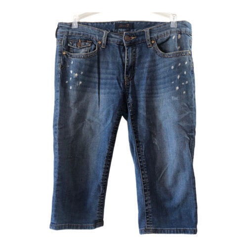 seven7 cotton spandex medium wash capri jeans size 10m mid rise