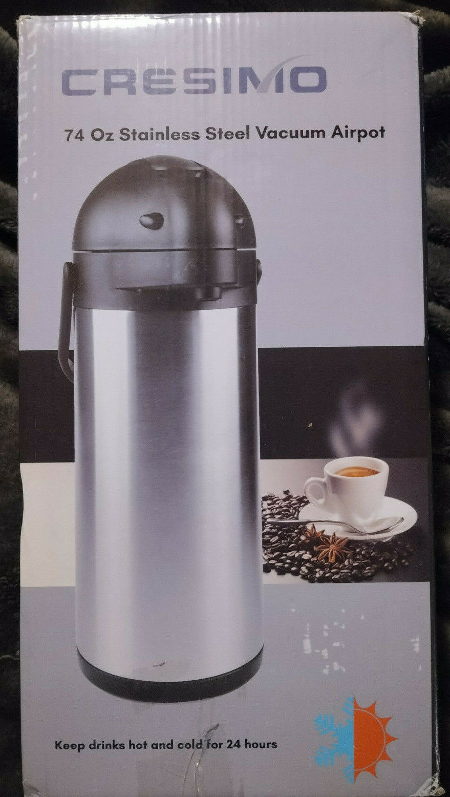 64 Oz (1.9 Liter) Airpot Coffee Dispenser with Easy Push Button