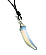 Opalite Sea Opal Necklace Pendant Tooth Point Chakra Argonon Stone Tie Cord - $7.87