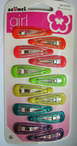 12 Scunci Girls Double Bar Glitter Colored Epoxy Metal Snap Contour Hair Clips - $10.00