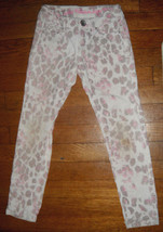 Justice premium Jeans pink white brown cheetah leopard print corduroys size 7 R - $6.93