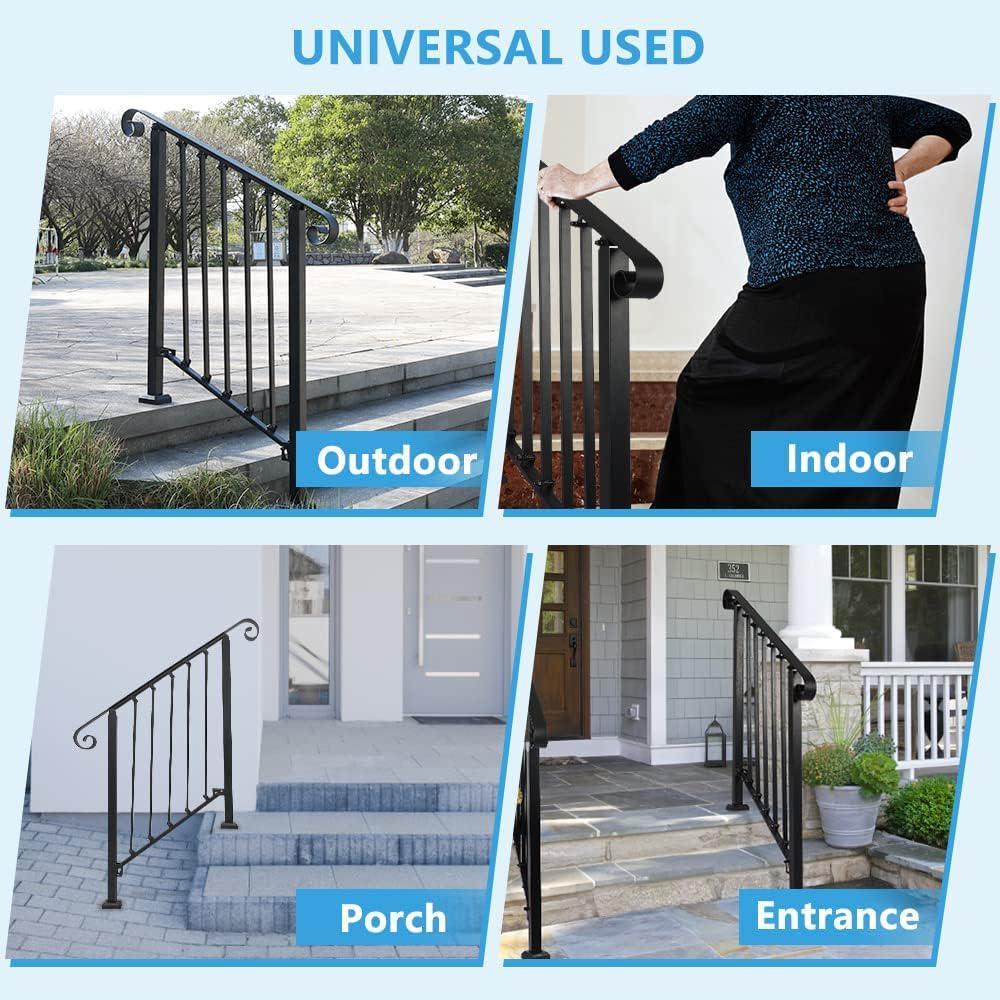 SMONTER Handrails for Outdoor Steps, 2-3 Step Porch Stair - Outdoor ...