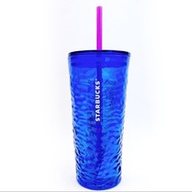 Starbucks Neon Hot Pink Tumbler Textured Travel Cup Green Straw