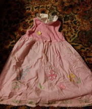 000 Girls Youngland Size 6 Pink Sleeveless Flowers Checkers Dress Cute - $6.90