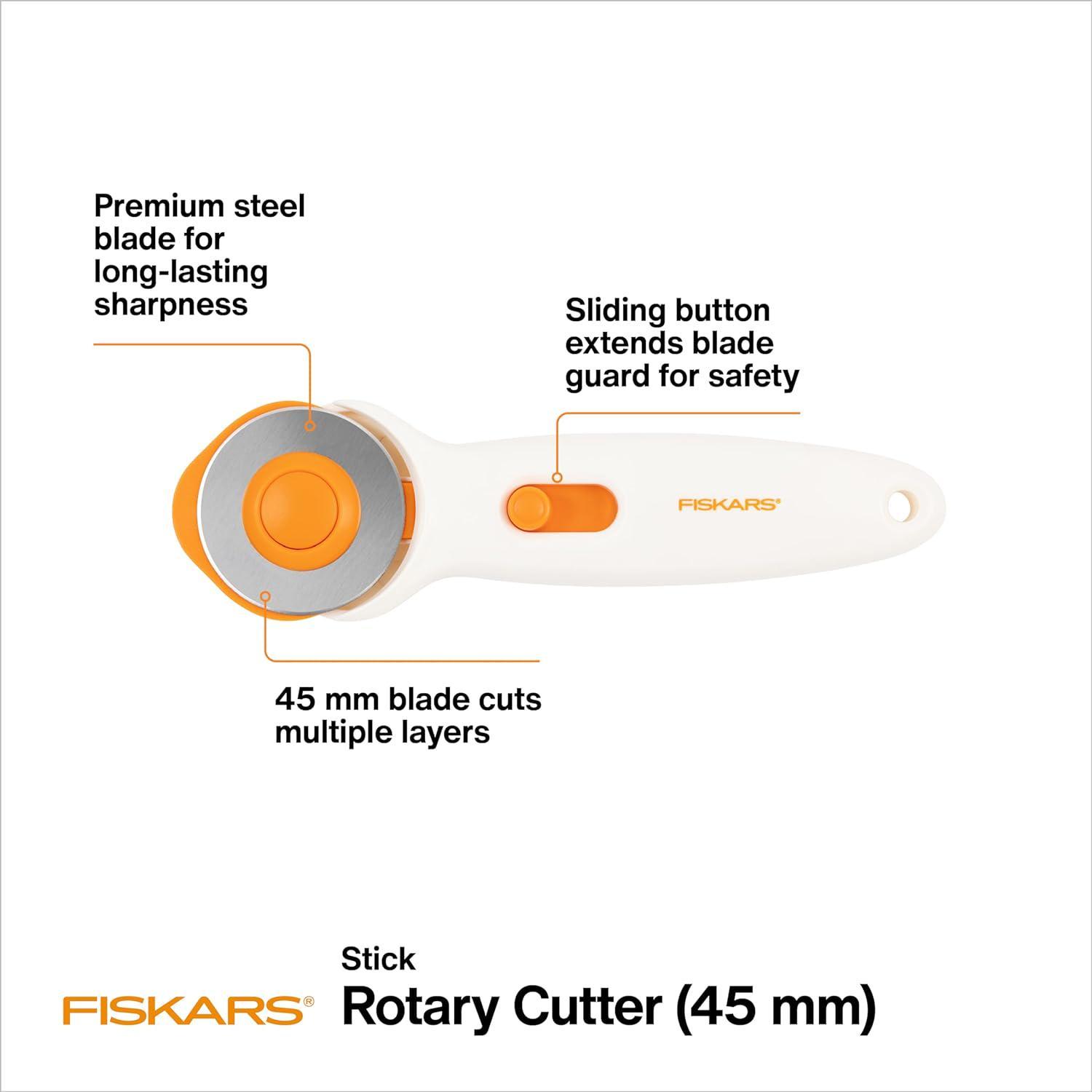WORKLION 45mm Rotary Cutter for Fabric:Safety Lock with Ergonomic Classic  Comfortable Handle Suitable for Crafting Sewing Quilting Crafts Includes