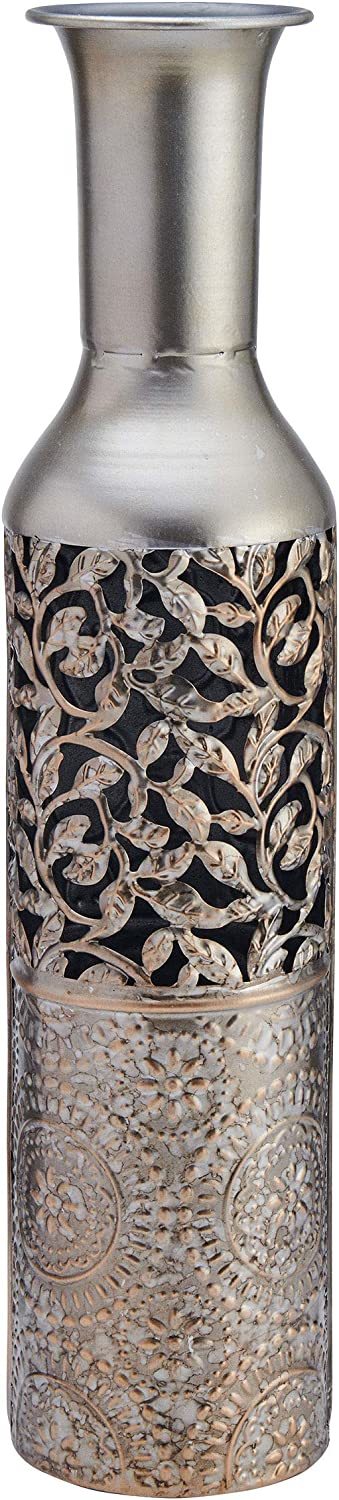 Elements 5181406 Embossed Decorative Metal Vase, 17-Inch, Silver - $37.95