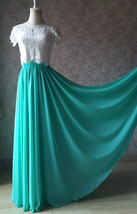 Blue Green Maxi Chiffon Skirt Silk Chiffon Maxi Skirt Wedding Chiffon Skirt