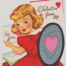 Pretty Girl Writing Out Her Valentine Cards Vintage 1950&#39;s GIBSON Card - $7.00