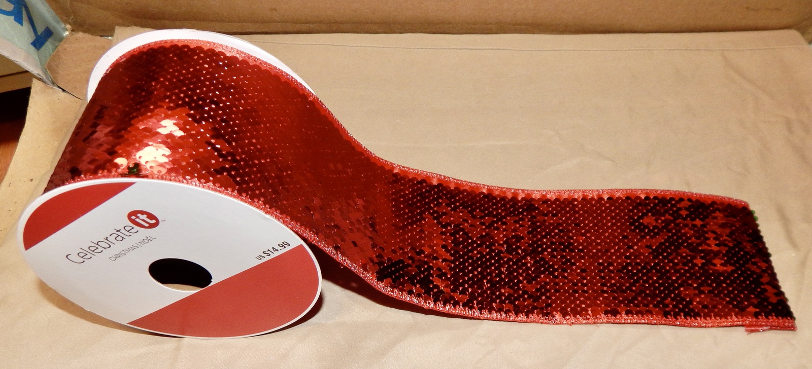 Metallic Red Mesh Wired Ribbon, 1-1/2x25 Yards