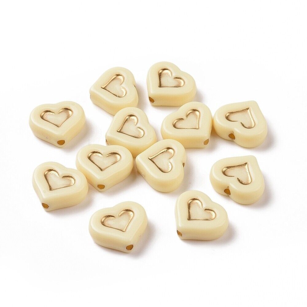 Bulk Beads Heart Beads Polymer Clay Heart Beads Assorted Beads 50