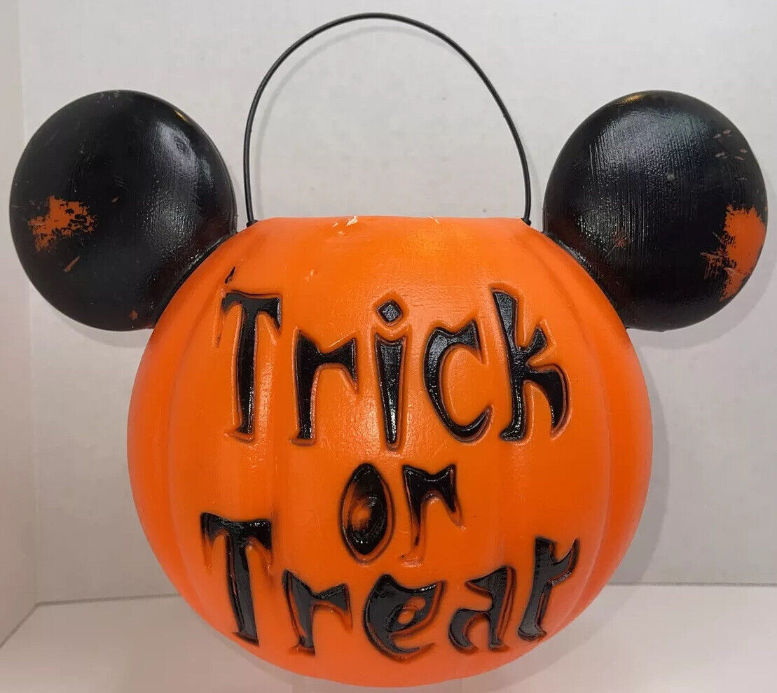 Vintage Mickey Mouse Trick or Treat Halloween Candy Bucket Plastic Pail ...