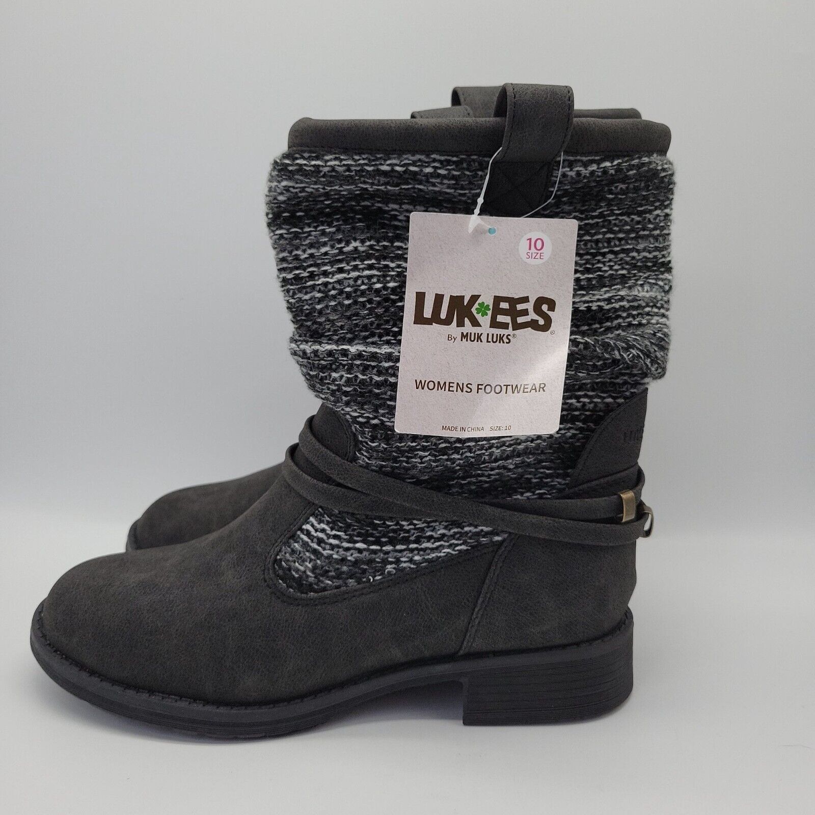 Lukees By Muk Luks Black Knit Bridgette Slouchy Boot Casual Boots Black