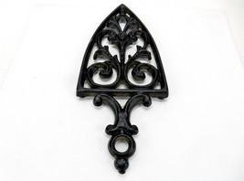 Vintage 1940s Cast Iron Trivet, Ornamental Scrolls, JZH Cathedral T-12, ... - $19.55
