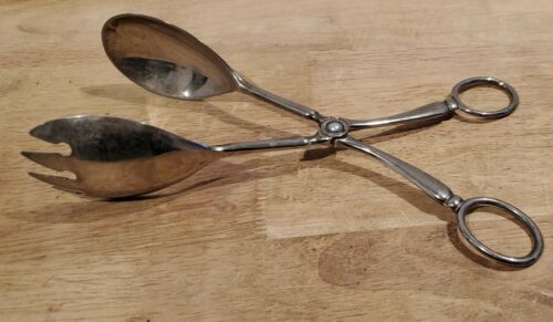 Vintage Leonard EP Zinc Silver Plated Scissor Tongs Made in ITALY