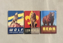 Vintage 50s Cub Scout 3 book set: Wolf, Lion, Bear (used)
