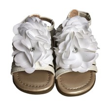 TCP Toddler Size 4 White Sandals Chiffon Flowers Rhinestones Girl Wedding - $29.99