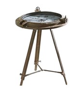 Nautical Table Clock Ship Wheel Design 26.7&quot; High Rustic  Roman Numerals... - $168.29