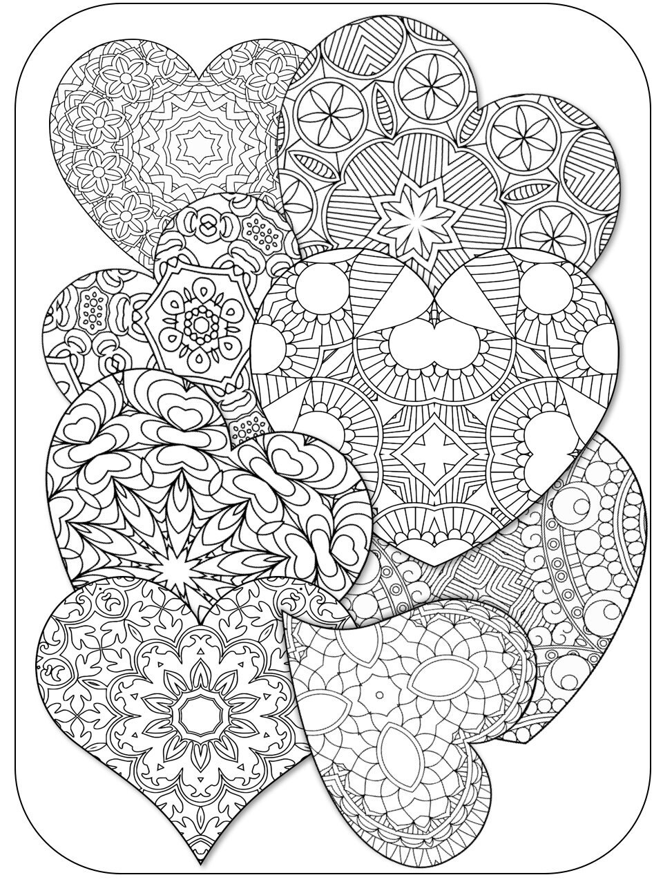 25 HEART COLORING Pages Adult Coloring Book (Volume 1); Meditation  Relaxation; P