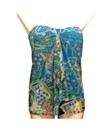 Ralph Lauren Blue Paisley Calypso Flyaway 1 Piece Swimsuit Size 8 Strapless - $28.04