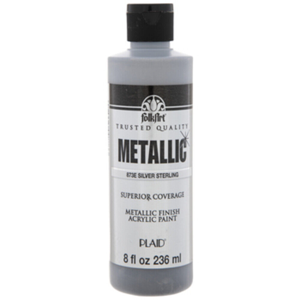 FolkArt Metallic Acrylic Craft Paint, Metallic Finish, Silver Sterling, 2  fl oz