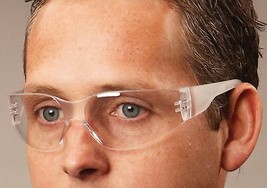SAFETY GLASSES WITH CLEAR LENSES WRAP AROUND SIDES - $4.94