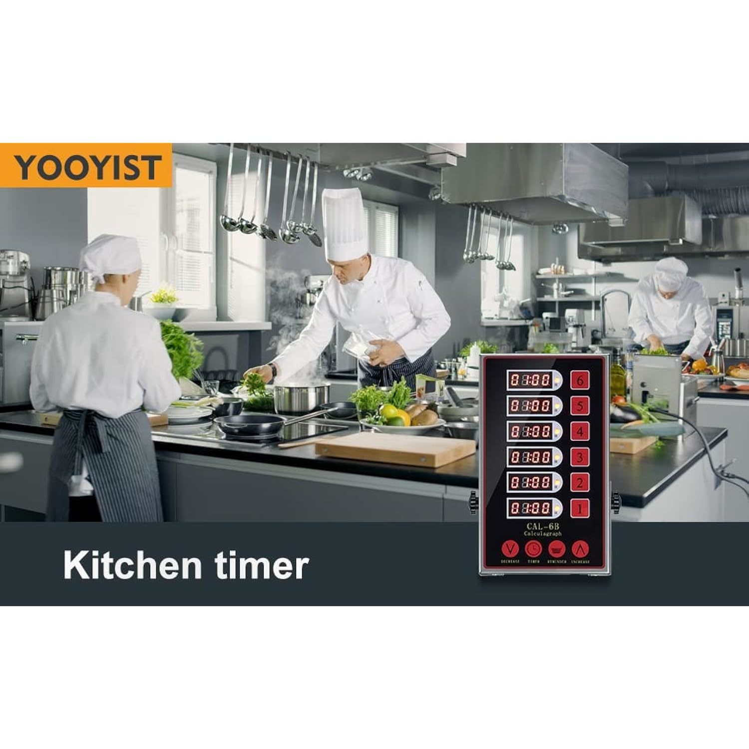 YOOYIST Professional Kitchen Timers Digital Led 6-Channel Restaurant  Kitchen Timer Loud Reminder Programmable Stainless Steel for Food Fryer  Baking Cooking Industrial 