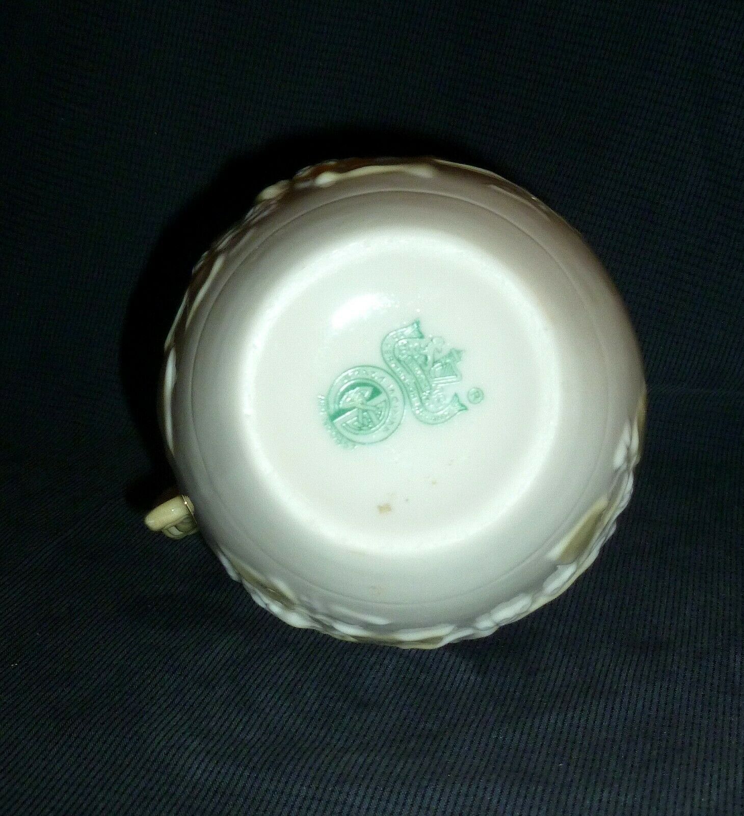 Vintage Belleek Porcelain Raised Ivy Detail Creamer Pitcher