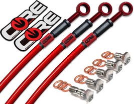 Yamaha R1 R1M R1S (ABS) Brake Lines 2015-2022 (7 lines) Front Rear Red Transluce - $377.99