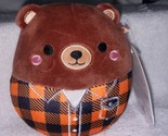 Squishmallows Omar the Brown Bear in Flannel Shirt 5&quot; NWT - £10.87 GBP