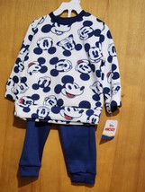 Baby Size 18M Mickey Mouse Blue &amp; White 2-Piece Fleece Outfit NWTs - $13.76