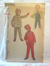 Simplicity 2286 Vtg 1950&#39;s Girls/Boys Jacket Pants Hood SZ 3 Chest 22&quot; U... - $10.00