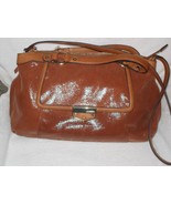 B. Makowsky Satchel Lombard Lizard Maple Brown Leather Purse Shoulder Ba... - $99.97