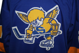 Any Name Number Minnesota Fighting Saints Retro Hockey Jersey Blue Any Size image 4