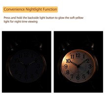 Twin Bell Copper Table Alarm Clock with Night LED Light for GIFTING Best... - $10.21