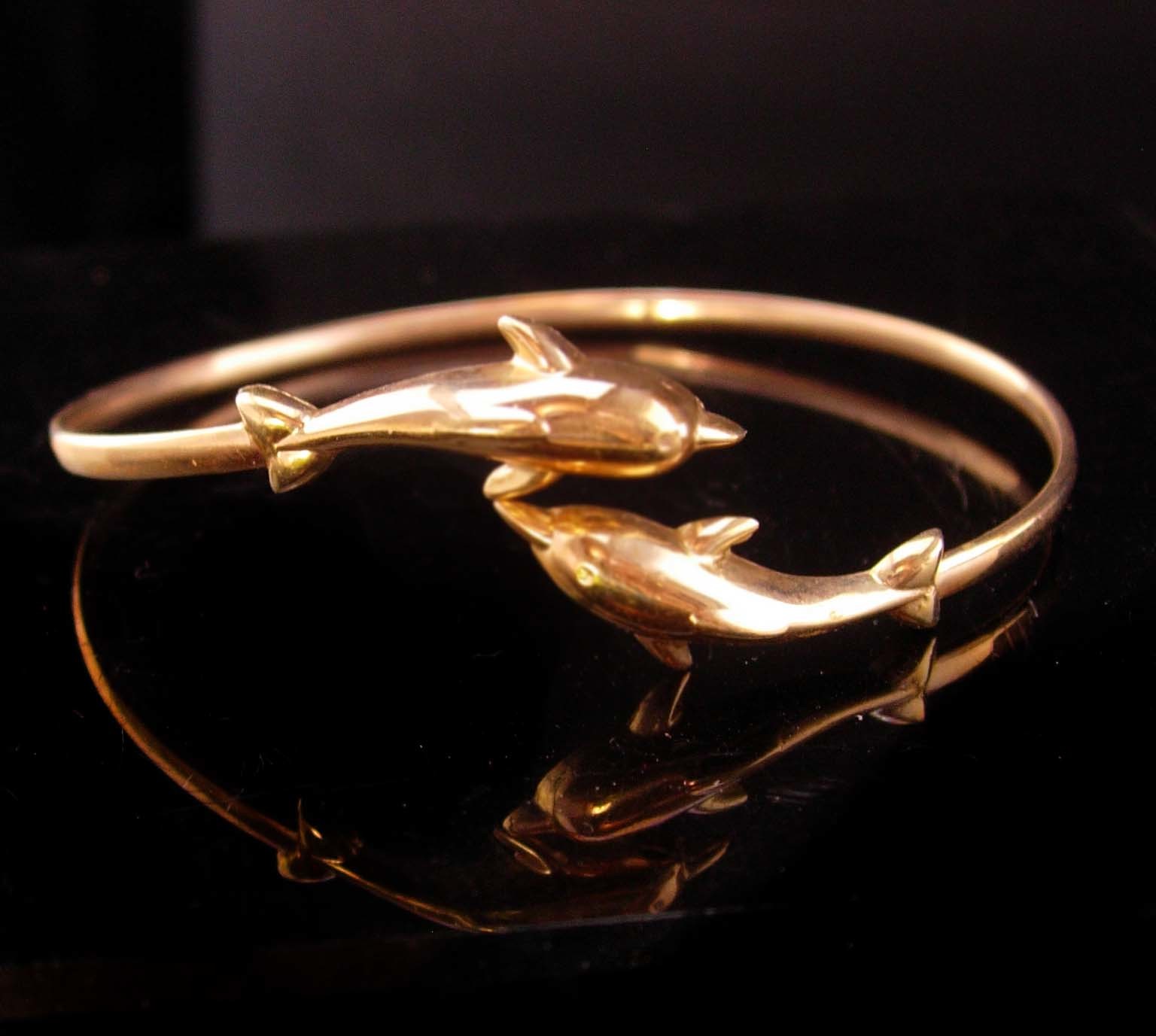Primary image for Gold Dolphin bracelet  10k gold bangle  designer nautical jewelry gold Nautical 