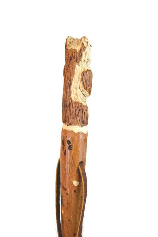 Walking Stick - Hand-Carved Wood Spirit - Hardwood- Strong - Face