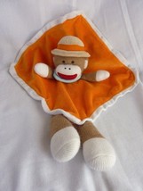 Baby Starters Orange Sock Monkey Tan Safari Hat Rattle Security Blanket Lovey - $18.57