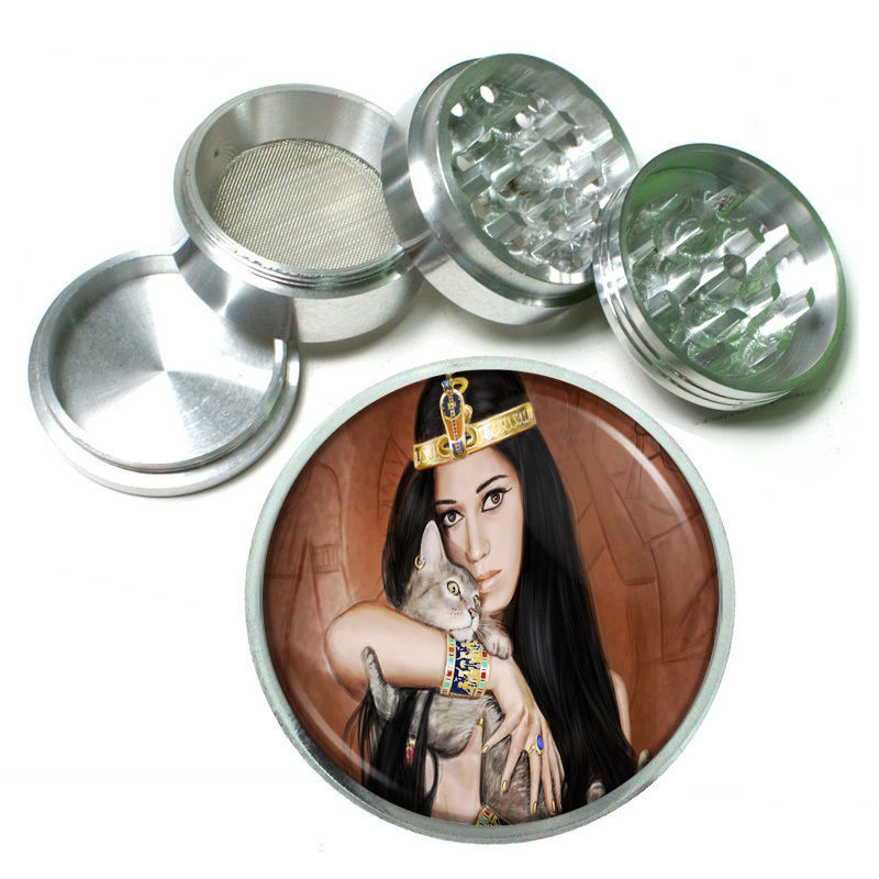 Egyptian Pin Up Girls D4 Aluminum Herb Grinder 2.5" 63mm 4 Piece Grinders