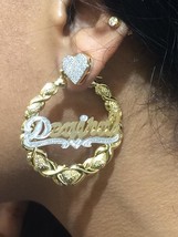 Personalized 14k Gold Overlay Name hoop Earrings xoxo Earrings 2 1/4 inch thin - $34.99