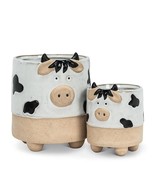 Cow Planter Pots Set of 2 with Legs Farmhouse Stoneware 5&quot; and 3&quot; high C... - $22.76