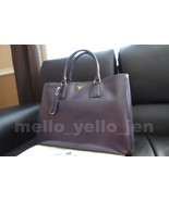 NEW Prada Saffiano Vernice Classic Lux Garderner's Tote Purple Plum Leather Bag - $1,399.00