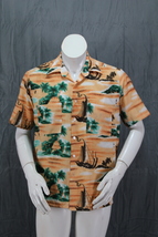 Vintage Hawaiian Shirt - Island and Tribal Pattern by Van Cort - Men&#39;s M... - $55.00