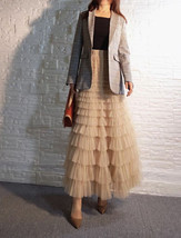 Champagne Layered Tulle Skirt Outfit Long Tiered Tulle Skirt Custom Plus Size image 6