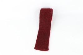 Vintage 60s Mohair Wool Knit Skinny Square Neck Tie Dress Tie Heathered Red - $38.56