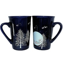 Pair 2019 Starbucks Cobalt Blue Hammock Reindeer Christmas 10 oz Coffee Cup Mugs - $54.99