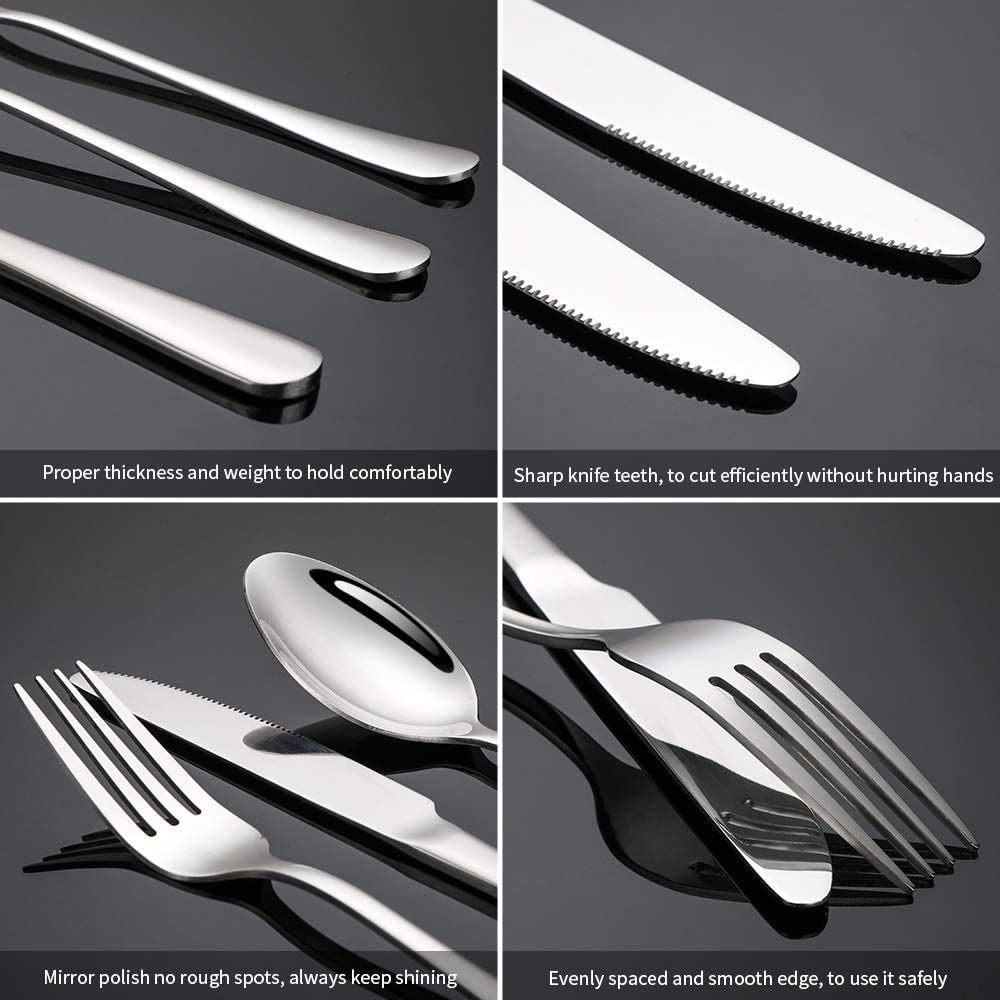 Hiware 48 Pieces Rainbow Silverware Set with Steak Knives for 8