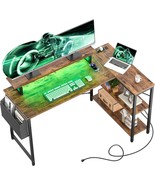 Homieasy L Shaped Computer Desk With Led Strip &amp; Power Strip, 55, Rustic... - $137.93